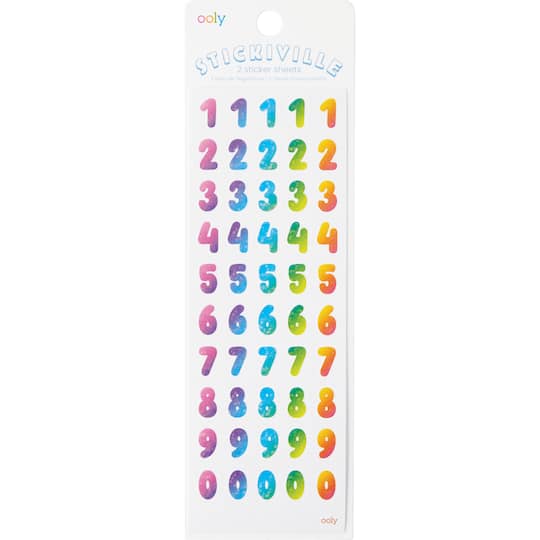 Ooly Stickiville Holographic Glitter Rainbow Numbers Skinny Sticker Sheet, 2ct.